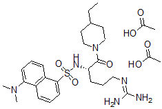 CAS 登录号：55381-73-2， 1-[5-[(氨基亚胺甲基)氨基]-2-[(2S)-[[5-(二甲基氨基)-1-萘基]-磺酰基]氨基]-1-氧代戊基]-4-乙基哌啶二乙酸盐