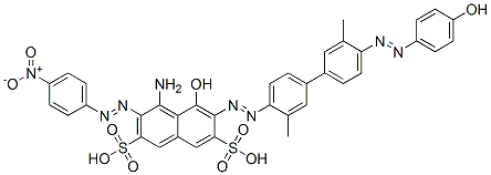 CAS#: 56148-97-1, 4-Amino-5-Hydroxy-6-[[4'-[(4-Hydroxyphenyl)Azo]-3,3'-Dimethyl[1,1'-Biphenyl]-4-Yl]Azo]-3-[(4-Nitrophenyl)Azo]Naphthalene-2,7-Disulphonic Acid