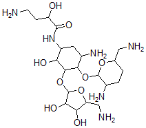 CAS 登录号：56182-07-1， 5-O-(5-氨基-5-脱氧-beta-D-呋喃木糖基)-4-O-(2,6-二氨基-2,3,4,6-四脱氧-alpha-D-赤式-己糖吡喃糖苷)-N1-[(S)-4-氨基-2-羟基丁酰基]-2-脱氧-D-链霉胺