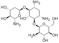 CAS 登录号:56276-04-1, 4-O-(2-氨基-2-脱氧-alpha-D-吡喃葡萄糖基)-6-O-(2-氨基-2-脱氧-alpha-D-吡喃木糖基)-2-脱氧-D-链霉胺