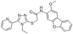 CAS 登录号：577989-05-0， 2-[[4-乙基-5-(吡啶-2-基)-4H-1,2,4-三唑-3-基]硫代]-N-(2-甲氧基-3-二苯并呋喃基)-乙酰胺