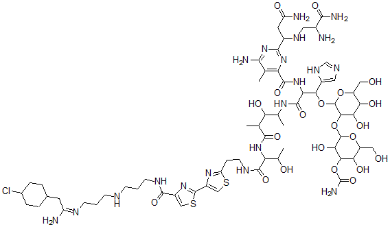 CAS 登录号：58071-32-2， N(1)-(3-((3-((2-(4-氯环己基)-1-亚氨基乙基)氨基)丙基)氨基)丙基)-博来霉素酰胺
