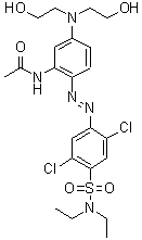 CAS 登录号：58547-80-1， N-(5-(二(2-羟基乙基)氨基)-2-((2,5-二氯-4-((二乙基氨基)磺酰基)苯基)偶氮)苯基)-乙酰胺