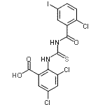 CAS 登录号：586391-44-8， 3,5-二氯-2-{[(2-氯-5-碘苯甲酰基)硫代氨基甲酰]氨基}苯甲酸