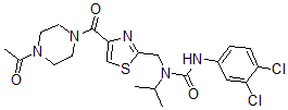 CAS 登录号：5948-16-3， 1-[[4-(4-乙酰基哌嗪-1-羰基)-1,3-噻唑-2-基]甲基]-3-(3,4-二氯苯基)-1-丙-2-基脲