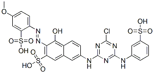 CAS#: 59641-46-2, 7-[[4-Chloro-6-[(3-Sulphophenyl)Amino]-1,3,5-Triazin-2-Yl]Amino]-4-Hydroxy-3-[(4-Methoxy-2-Sulphophenyl)Azo]Naphthalene-2-Sulphonic Acid