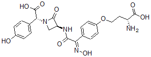 CAS 登录号：60134-71-6， (3S,alphar)-3-[[[4-[(R)-3-氨基-3-羧基丙氧基]苯基][(E)-羟基亚胺]乙酰基]氨基]-alpha-(4-羟基苯基)-2-氧代-1-吖丁啶乙酸