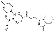 CAS 登录号：602294-12-2， 2-[(3-氰基-6-甲基-2-喹啉基)硫代]-N-[2-(1H-吲哚-3-基)乙基]-乙酰胺