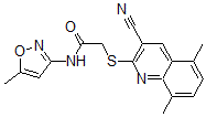 CAS 登录号：602324-32-3， 2-[(3-氰基-5,8-二甲基-2-喹啉基)硫代]-N-(5-甲基-3-异恶唑基)-乙酰胺