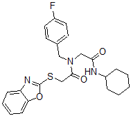 CAS#: 606098-40-2, 2-(2-Benzoxazolylthio)-N-[2-(Cyclohexylamino)-2-Oxoethyl]-N-[(4-Fluorophenyl)Methyl]-Acetamide