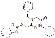 CAS 登录号：606098-41-3， 2-(2-苯并恶唑基硫基)-N-[2-(环己基氨基)-2-氧代乙基]-N-苄基-乙酰胺
