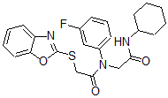 CAS 登录号：606098-46-8， 2-(2-苯并恶唑基硫基)-N-[2-(环己基氨基)-2-氧代乙基]-N-(3-氟苯基)-乙酰胺