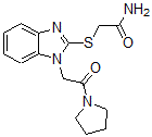 CAS 登录号：606109-54-0， 2-[[1-[2-氧代-2-(吡咯烷-1-基)乙基]-1H-苯并[d]咪唑-2-基]硫代]-乙酰胺