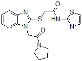 CAS#: 606109-74-4, 2-[[1-[2-Oxo-2-(Pyrrolidin-1-Yl)Ethyl]-1H-Benzo[d]Imidazol-2-Yl]Thio]-N-Thiazol-2-Yl-Acetamide