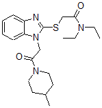 CAS 登录号：606110-00-3， N,N-二乙基-2-[[1-[2-(4-甲基-哌啶-1-基)-2-氧代乙基]-1H-苯并[d]咪唑-2-基]硫代]-乙酰胺