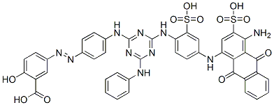 CAS#: 62572-84-3, 5-[[4-[[4-[[4-[(4-Amino-9,10-Dihydro-9,10-Dioxo-3-Sulpho-1-Anthryl)Amino]-2-Sulphophenyl]Amino]-6-(Phenylamino)-1,3,5-Triazin-2-Yl]Amino]Phenyl]Azo]-2-Hydroxybenzoic Acid