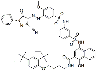 CAS#: 62592-60-3, N-[4-[2,4-Bis(1,1-Dimethylpropyl)Phenoxy]Butyl]-4-[[[3-[[[3-[(3-Cyano-4,5-Dihydro-5-Oxo-1-Phenyl-1H-Pyrazol-4-Yl)Azo]-4-Methoxyphenyl]Sulfonyl]Amino]Phenyl]Sulfonyl]Amino]-1-Hydroxy-2-Naphthalenecarboxamide