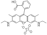 CAS 登录号:62669-66-3, 9-(2-羧基苯基)-3,6-二(乙基氨基)-2,7-二甲基呫吨鎓高氯酸盐