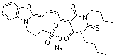 CAS 登录号：62796-23-0， 2-[4-(1,3-二丁基四氢-4,6-二氧代-2-硫代-5(2H)-嘧啶基亚基)-2-丁烯-1-亚基]-3(2H)-苯并恶唑丙烷磺酸钠盐(1:1)
