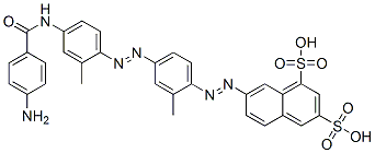 CAS#: 63216-82-0, 7-[[4-[[4-[(4-Aminobenzoyl)Amino]-2-Methylphenyl]Azo]-2-Methylphenyl]Azo]-1,3-Naphthalenedisulfonic Acid