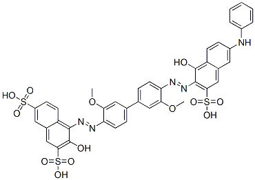CAS 登录号：63216-84-2， 3-羟基-4-[[4'-[[1-羟基-6-(苯基氨基)-3-磺基-2-萘基]偶氮]-3,3'-二甲氧基[1,1'-联苯]-4-基]偶氮]萘-2,7-二磺酸