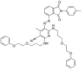 CAS#: 63281-04-9, 5-[[2,3-Dihydro-1,3-Dioxo-2-(P-Tolyl)-1H-Isoindol-4-Yl]Azo]-4-Methyl-2,6-Bis[[3-(2-Phenoxyethoxy)Propyl]Amino]Nicotinonitrile