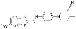 CAS 登录号：63589-45-7， 3-[丁基[4-[(6-甲氧基苯并噻唑-2-基)偶氮]苯基]氨基]丙腈