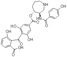 CAS 登录号：63590-19-2， 4-(2-羧基-6-羟基苯甲酰基)-3,5-二羟基-苯甲酸 (3R,4R)-六氢-3-[(4-羟基苯甲酰基)氨基]-1H-氮杂卓-4-基酯