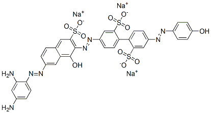 CAS#: 6360-43-6, Trisodium 4-[[7-[(2,4-Diaminophenyl)Azo]-1-Hydroxy-3-Sulphonato-2-Naphthyl]Azo]-4'-[(4-Hydroxyphenyl)Azo][1,1'-Biphenyl]-2,2'-Disulphonate