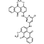 CAS 登录号：6370-81-6， 1,1'-[(6-氯-1,3,5-三嗪-2,4-二基)二亚胺]二(4-甲氧基-9,10-蒽醌)