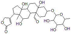 CAS#: 639-13-4, 3beta-[(6-Deoxy-alpha-L-Mannopyranosyl)Oxy]-5,12beta,14-Trihydroxy-19-Oxo-5beta-Card-20(22)-Enolide