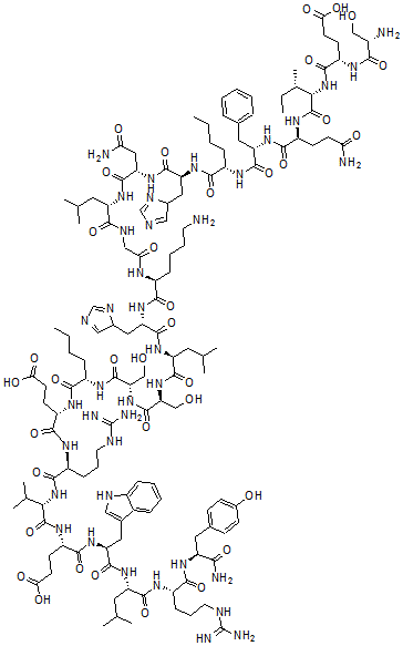 CAS 登录号：64297-16-1， L-丝氨酰-L-alpha-谷氨酰-L-异亮氨酰-L-谷氨酰胺酰-L-苯丙氨酰-L-正亮氨酰-L-组氨酰-L-天冬氨酰胺酰-L-亮氨酰甘氨酰-L-赖氨酰-L-组氨酰-L-亮氨酰-L-丝氨酰-L-丝氨酰-L-正亮氨酰-L-alpha-谷氨酰-L-精氨酰-L-缬氨酰-L-alpha-谷氨酰-L-色氨酰-L-亮氨酰-L-精氨酰-L-酪氨酰胺