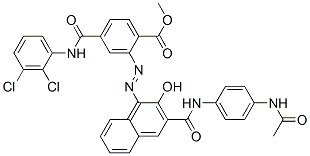 CAS 登录号：64484-88-4， 2-[[3-[[[4-(乙酰氨基)苯基]氨基]羰基]-2-羟基-1-萘基]偶氮]-4-[[(2,3-二氯苯基)氨基]羰基]苯甲酸甲酯