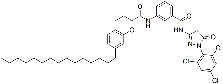 CAS 登录号：65339-11-9， N-[4,5-二氢-5-氧代-1-(2,4,6-三氯苯基)-1H-吡唑-3-基]-3-[[1-氧代-2-(3-十五烷基苯氧基)丁基]氨基]苯甲酰胺