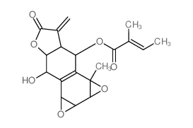 CAS 登录号：65522-32-9， (Z)-2-甲基-2-丁烯酸 (1aR,1bS,2aS,4S,4aS,7aR,8S,9aR)-十二氢-4-羟基-9alpha-甲基-3,7-二(亚甲基)-6-氧代二环氧乙烷并[5,6:7,8]环癸[1,2-b]呋喃-8-基酯