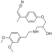 CAS 登录号：65655-59-6， (E)-3-[4-[3-[2-(3,4-二甲氧基苯基)乙基氨基]-2-羟基丙氧基]苯基]丁-2-烯腈