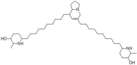 CAS 登录号：66771-80-0， 6-[10-[6-[10-(5-羟基-6-甲基-2-哌啶基)癸基]-1,2,3,5,8,8a-六氢吲嗪-8-基]癸基]-2-甲基-3-哌啶醇