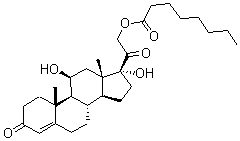 CAS 登录号：6678-14-4， 11,17-二羟基-21-[(1-氧代辛基)氧基]-(11B)-孕甾-4-烯-3,20-二酮