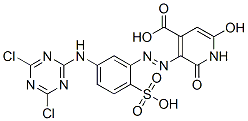 CAS 登录号：67400-78-6， 3-[[5-[(4,6-二氯-1,3,5-三嗪-2-基)氨基]-2-磺基苯基]偶氮]-1,2-二氢-6-羟基-2-氧代异烟酸