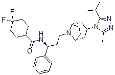 CAS 登录号：674782-29-7， 4,4-二氟-N-[(1S)-3-[(1S,5R)-3-(3-甲基-5-丙-2-基-1,2,4-三唑-4-基)-8-氮杂双环[3.2.1]辛-8-基]-1-苯基-丙基]环己烷-1-甲酰胺