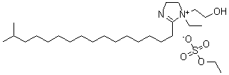 CAS 登录号：67633-57-2， 1-乙基-4,5-二氢-1-(2-羟基乙基)-2-异十七烷基-1H-咪唑鎓硫酸乙酯盐