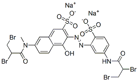 CAS 登录号：67827-67-2， 3-[[5-[(2,3-二溴-1-氧代丙基)氨基]-2-磺酸基苯基]偶氮]-7-[(2,3-二溴-1-氧代丙基)甲基氨基]-4-羟基萘-2-磺酸二钠