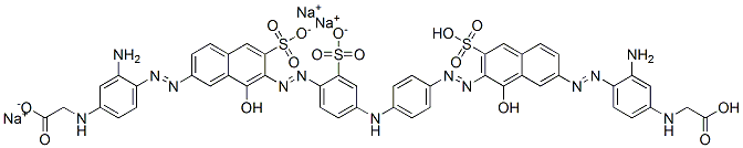 CAS#: 67846-57-5, N-[3-Amino-4-[[7-[[4-[[4-[[7-[[2-Amino-4-[(Carboxymethyl)Amino]Phenyl]Azo]-1-Hydroxy-3-Sulfo-2-Naphthalenyl]Azo]Phenyl]Amino]-2-Sulfophenyl]Azo]-8-Hydroxy-6-Sulfo-2-Naphthalenyl]Azo]Phenyl]-Glycine Trisodium Salt
