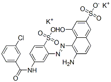 CAS 登录号：67875-06-3， 6-氨基-5-[[5-[(3-氯苯甲酰基)氨基]-2-磺酸基苯基]偶氮]-4-羟基萘-2-磺酸二钾