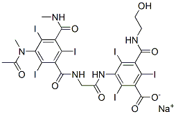 CAS 登录号：67992-58-9， 3-[[[[3-(乙酰基甲基氨基)-2,4,6-三碘-5-[(甲基氨基)羰基]苯甲酰基]氨基]乙酰基]氨基]-5-[[(2-羟基乙基)氨基]羰基]-2,4,6-三碘苯甲酸钠