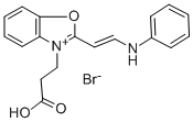 CAS 登录号:68123-41-1, 2-(2-苯胺基乙烯基)-3-(2-羧基乙基)苯并恶唑鎓溴化物