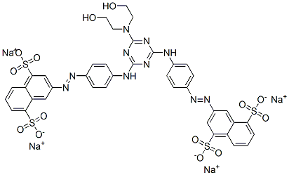 CAS 登录号：68155-60-2， 3,3'-[[6-[二(2-羟基乙基)氨基]-1,3,5-三嗪-2,4-二基]二(亚氨基-4,1-亚苯基偶氮)]二萘-1,5-二磺酸四钠