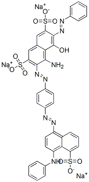 CAS 登录号：68155-61-3， 4-氨基-5-羟基-3-[[4-[[4-(苯基氨基)-5-磺酸基-1-萘基]偶氮]苯基]偶氮]-6-(苯基偶氮)萘-2,7-二磺酸三钠