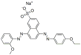 CAS 登录号：68227-62-3， 5-[(4-乙氧基苯基)偶氮]-8-[(2-甲氧基苯基)偶氮]萘-2-磺酸钠