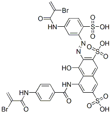 CAS 登录号：68252-85-7， 5-[[4-[(2-溴-1-氧代烯丙基)氨基]苯甲酰基]氨基]-3-[[5-[(2-溴-1-氧代烯丙基)氨基]-2-磺基苯基]偶氮]-4-羟基萘-2,7-二磺酸